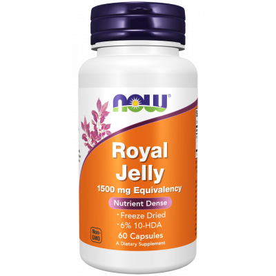 NOW ROYAL JELLY 1500 MG EQUIVALENCY NUTRIENT DENSE DIETARY SUPPLEMENT 60 CAPSULES 